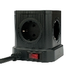 Сетевой фильтр Cablexpert Tower TWR-9-U4-B-2, 9 р, 16А, 4хUSB, 3.1А, 2 м, ур.защиты 4+, черный, коробка
