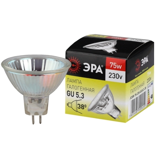 Лампа галогенная ЭРА GU5.3-JCDR (MR16)-75W-230V-CL GU5.3 75Вт софит теплый белый свет
