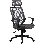 Кресло Cactus CS-MC414-GY черный, сетка, подголовник
