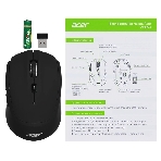 Мышь беспроводная Acer OMR040 черный, 1600 dpi, радиоканал, USB, кнопки - 6