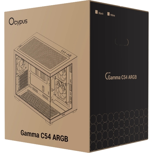 Корпус Ocypus Gamma C54 BK ARGB, Mini-Tower, чёрный, 3 x 120 мм
