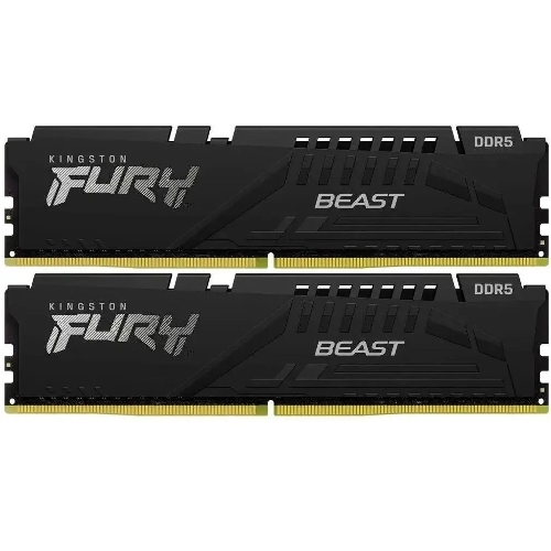 Оперативная память Kingston Fury Beast, DDR5, 16GB (2x8GB), 5600MHz, CL36, DIMM, с радиаторами, черный