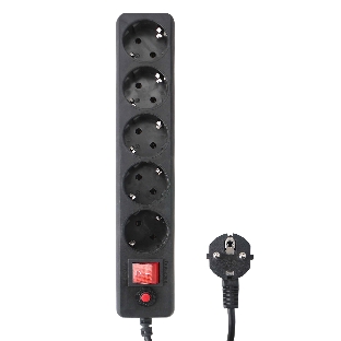Сетевой фильтр Гарнизон EHLB-1, 5 р, 10А 1.8 м черный