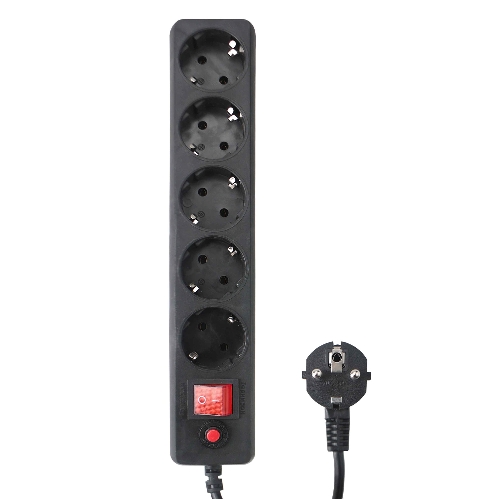 Сетевой фильтр Гарнизон EHLB-1, 5 р, 10А 1.8 м черный