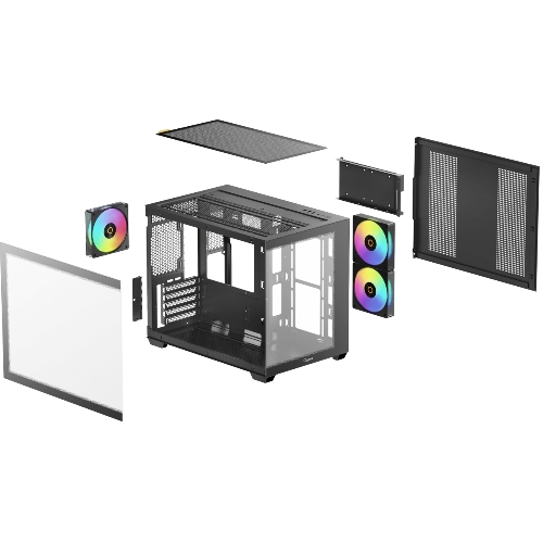Корпус Ocypus Gamma C54 BK ARGB, Mini-Tower, чёрный, 3 x 120 мм