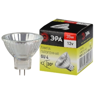 Лампа галогенная ЭРА GU4-MR11-35W-12V-30CL GU4 35Вт софит теплый белый свет