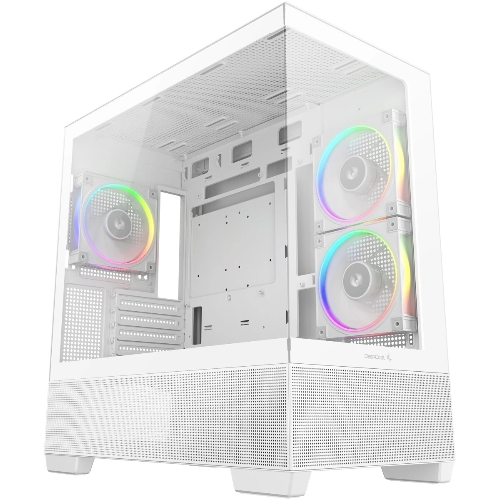 Компьютерный корпус Deepcool CG380 3F WH без БП, боковое окно (панорама), 3x120мм ARGB PWM вентилятора, белый, mATX