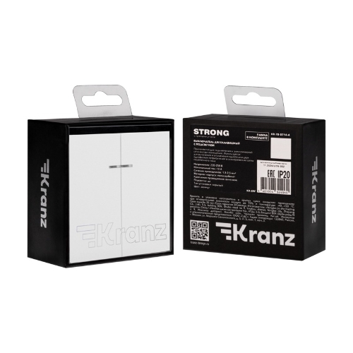 Выключатель Kranz STRONG 2 кл с подсветкой 10А с/у жемчуг