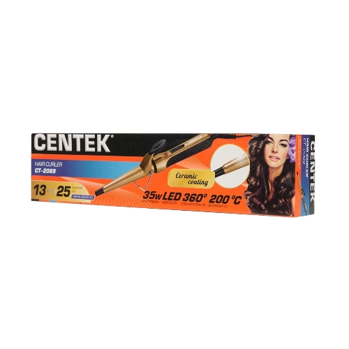 Щипцы для завивки волос Centek CT-2089 черный/золотистый, 13-25 мм, 200 °C, 1 режим