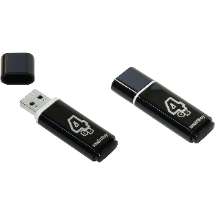 Флешка USB Smartbuy Glossy series black (SB4GbGS-K), 4Gb, USB 2.0, R/W 25/15, черный