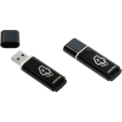 Флешка USB Smartbuy Glossy series black (SB4GbGS-K), 4Gb, USB 2.0, R/W 25/15, черный