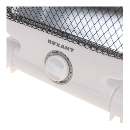 Обогреватель инфракрасный Rexant белый, кварцевый, 800 Вт, 14 м2, термостат, настольный, со складным основанием
