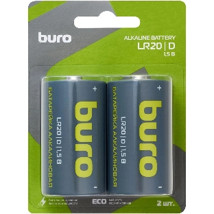 Батарея Buro Alkaline LR20 D 18000mAh (2шт) блистер, 1.5 В