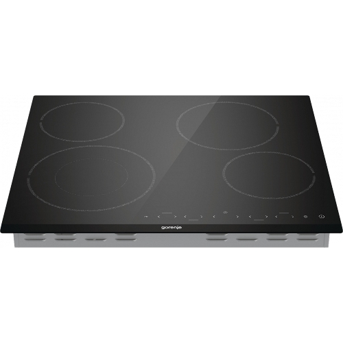 Варочная панель Gorenje ECT642BCSCE, 59 см, Hi-Light, 4 конфорки, таймер, сенсорное управление, шлифованный передний край, PowerBoost, дисплей, блокировка от детей, черный
