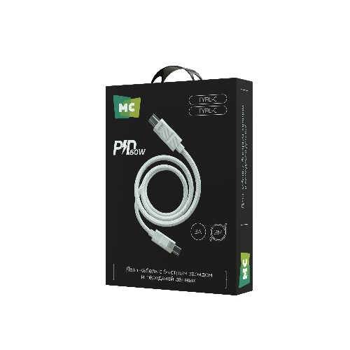 Дата-кабель MORE CHOICE (4620202555007) K87aa 2м USB 3.0A PD60W для Type-C Type-C- 2м, белый