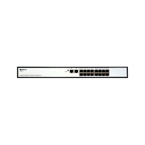 Коммутатор неуправляемый PoEORIGO OS1218P/190W/A1A 16x100Base-TX PoE+, 2x1000Base-T, PoE-бюджет 190 Вт, корпус металл