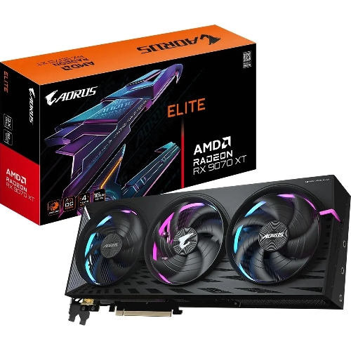 Видеокарта Gigabyte PCI-E GV-R9070XT AORUS E-16GD 1.0 AMD Radeon RX 9070XT 16Gb 256bit GDDR6 2175/20000 HDMIx2 DPx2 HDCP Ret