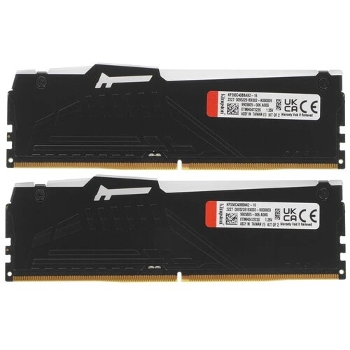 Оперативная память Kingston Fury Beast, DDR5, 16Gb (2x8GB), 5600MHz, CL40, DIMM, с радиаторами, RGB, черный