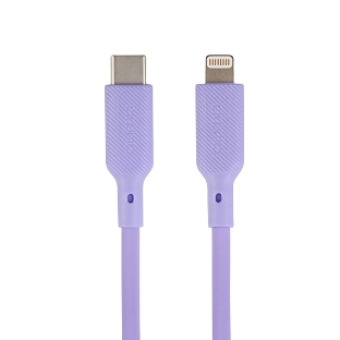 Кабель QUMO, MFI С94, Type-C на MFI Apple 8 pin, силиконовый, 1м, 2,22A, 9V, 20W, PD (фиолетовый)
