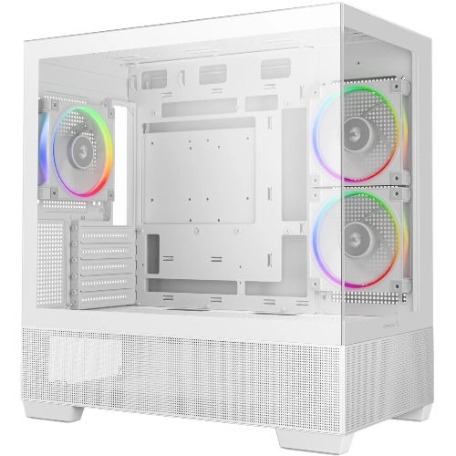 Компьютерный корпус Deepcool CG380 3F WH без БП, боковое окно (панорама), 3x120мм ARGB PWM вентилятора, белый, mATX