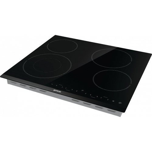 Варочная панель Gorenje ECT642BCSCE, 59 см, Hi-Light, 4 конфорки, таймер, сенсорное управление, шлифованный передний край, PowerBoost, дисплей, блокировка от детей, черный