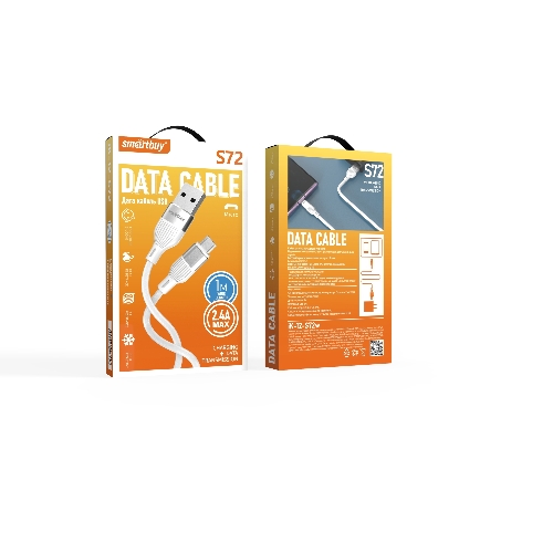 Кабель Smartbuy (iK-12-S72w) S72 MicroUSB белый, 2.4 А, сил., 1м