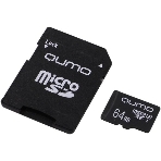 Флеш карта QUMO MicroSDXC 64Gb 90/45 МБ/с UHS-I U3, Pro seria 3.0, адаптер в комплекте SD, красная картонная упаковка