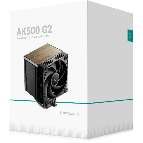 Кулер для процессора DEEPCOOL AK500 G2 LGA1851/1700/1200/115X/AM5/AM4 (9шт/кор, TDP 240W, PWM, Fan 120мм, 5 тепл. трубок, Copper Base, Wood-grain top cover, черный) RET (R-AK500G2-BKNNMN-GJD)