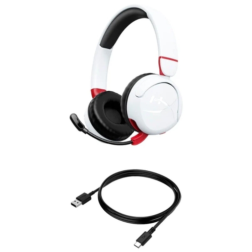 Гарнитура HyperX Cloud Mini белый, беспроводная + проводная, Bluetooth, до 25 ч, совместимость с PS5, Xbox