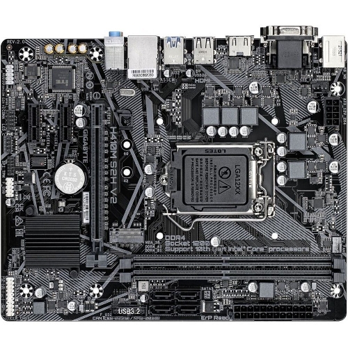 Материнская плата Gigabyte H410M S2H V2 2.1, LGA 1200, Intel Q470, 2xDDR4, 4xSATA, 1xM.2, 1xPCIe 3.0 x16, 2xPCIe x1, 1xHDMI, 1xDVI-D, 1xVGA, 1x 1Gb LAN, 2xUSB-A 3.2 Gen 1, 4xUSB-A 2.0, 3x3.5 мм, 7.1, mATX