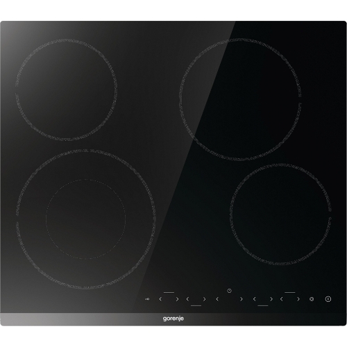 Варочная панель Gorenje ECT642BCSCE, 59 см, Hi-Light, 4 конфорки, таймер, сенсорное управление, шлифованный передний край, PowerBoost, дисплей, блокировка от детей, черный