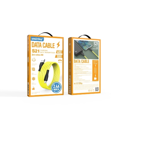 Кабель Smartbuy (iK-12-S21by) S21 MicroUSB желтый, 2.4 А, сил., 1 м