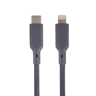 Кабель QUMO, MFI С94, Type-C на MFI Apple 8 pin, силиконовый, 1м, 2,22A, 9V, 20W, PD (серый)