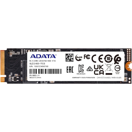 Накопитель SSD ADATA LEGEND 900, 1Tb, PCIe 4.0 x4, M.2 2280, NVMe, R/W 7000/4700, с радиатором