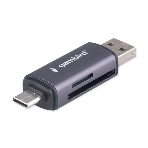 Кард-ридер Gembird FD2-MSD-6/серый/TF/Micro-SD/Micro-SDHC/Micro-SDXC/SD/USB Type-C/USB (OTG)/алюминий
