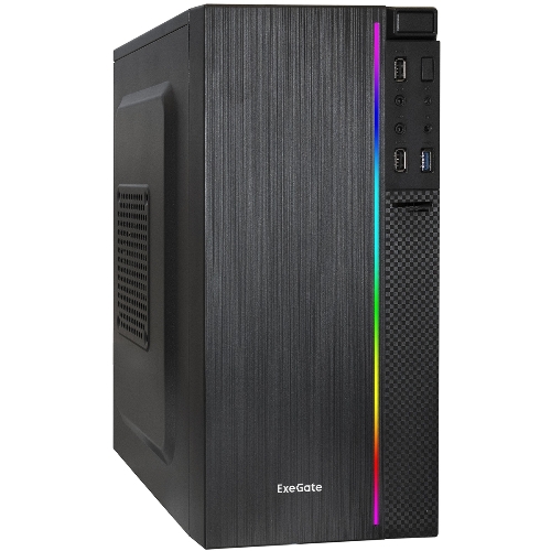 Компьютерный корпус Minitower ExeGate mEVO-9302-RGb-700W-12 (mATX, БП 700NPX с вент. 12см, 2хUSB+1хUSB 3.0, HD аудио, черный с RGb подсветкой)