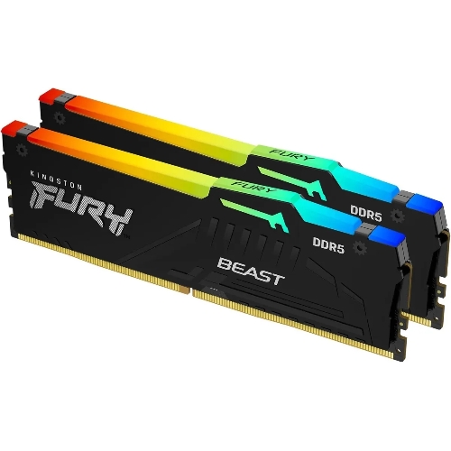 Оперативная память Kingston Fury Beast, DDR5, 16Gb (2x8GB), 5600MHz, CL40, DIMM, с радиаторами, RGB, черный