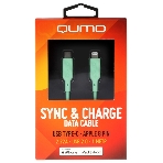 Кабель QUMO, MFI С94, Type-C на MFI Apple 8 pin, силиконовый, 1м, 2,22A, 9V, 20W, PD (зеленый)