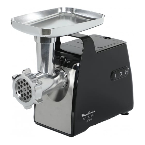 Мясорубка электрическая Moulinex ME558810 черный, 2200 Вт, 3.9 кг/мин, реверс, насадки - 8