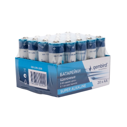 Батарейки щелочные/алкалиновые Gembird Gb-LR6-20B, тип AA, 20шт, коробка