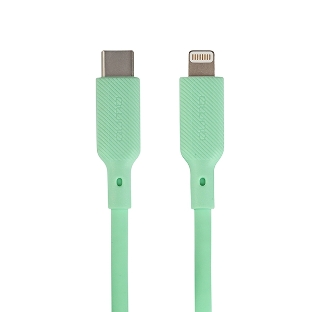 Кабель QUMO, MFI С94, Type-C на MFI Apple 8 pin, силиконовый, 1м, 2,22A, 9V, 20W, PD (зеленый)