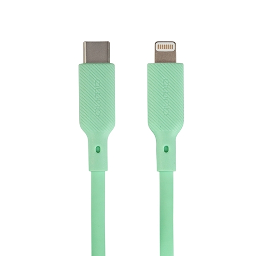 Кабель QUMO, MFI С94, Type-C на MFI Apple 8 pin, силиконовый, 1м, 2,22A, 9V, 20W, PD (зеленый)