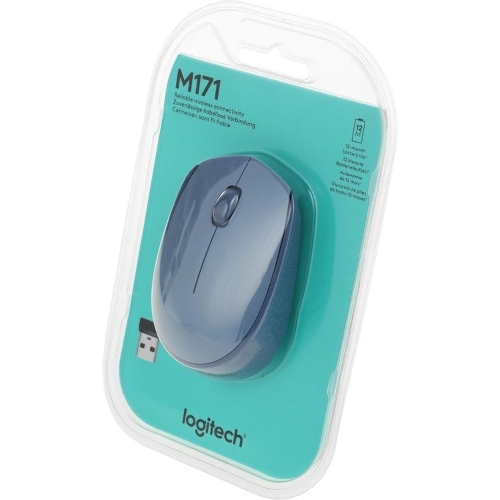 Мышь беспроводная Logitech M171 голубой, 1000 dpi, радиоканал, USB, кнопки - 3