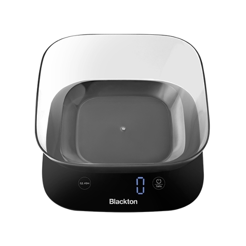 Весы кухонные Blackton Bt KS113 черный, тип управления: сенсорное, дисплей LED, количество высокочувствительных датчиков: 4, выбор единиц измерения: грамм, фунт, унция, миллилитр, интервал измерения: 1 г, максимальный вес: 10 кг, функция вычета веса тары, индикация перегрузки, индикатор замены батарейки, автоматическое и ручное отключение, автообнуление, материал корпусаластик, нескользящие ножки, источник питания: 3 х AAA, номинальное напряжение: 4.5 В