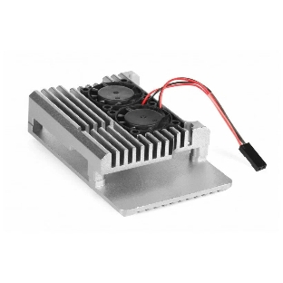 Корпус Qumo Aluminum case with double black fans, Raspberry Pi 4, silver(RS009)
