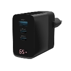 Сетевое зарядное устройство Maxvi A583GN Type-C 65W + Type-C 40W + USB 22W, GAN, PD, QC, LED дисплей, черный
