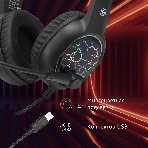 Гарнитура Oklick HS-L930G чёрный/синий, проводная, USB, подсветка