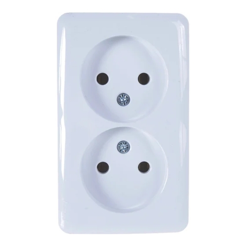 Розетка 2-м ОП Viola 16А IP20 без заземл. белый LEZARD 751-0200-128