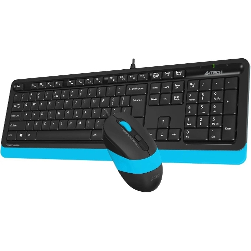 Комплект клавиатура+мышь A4Tech FStyler F1010 проводной, USB, 1600 DPI, чёрный/синий