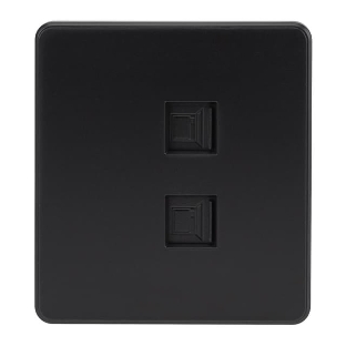 Розетка Kranz ROUND компьютерная двойная RJ45+RJ45 кат6 с/у оникс